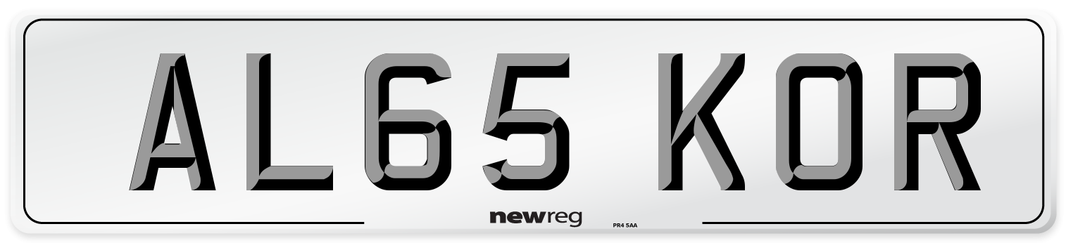AL65 KOR Number Plate from New Reg